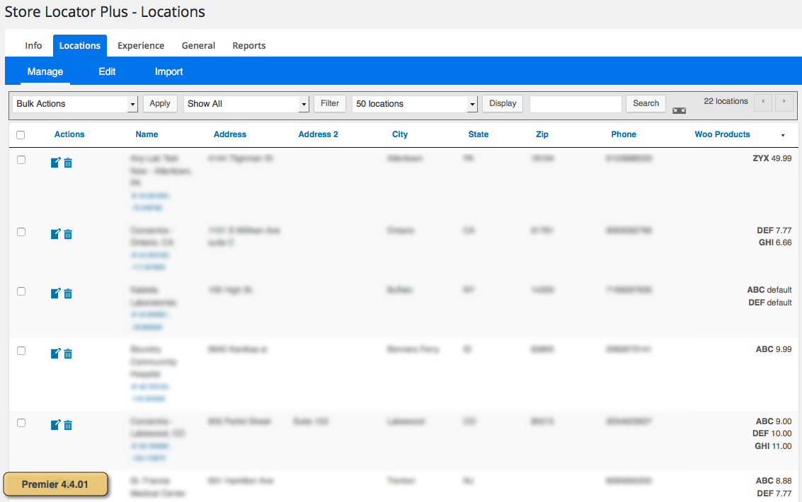 Premier WooProducts On Manage Locations