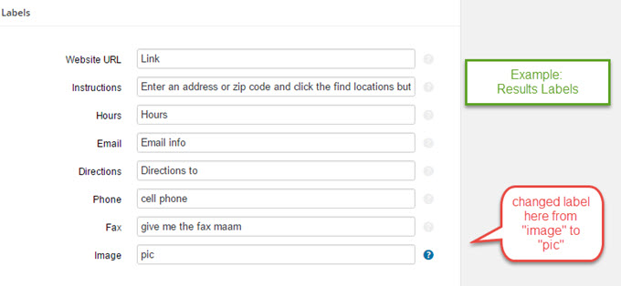 Results labels example