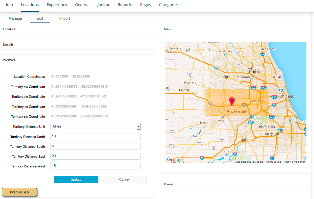 Premier 4.5 Editing A Location Territory